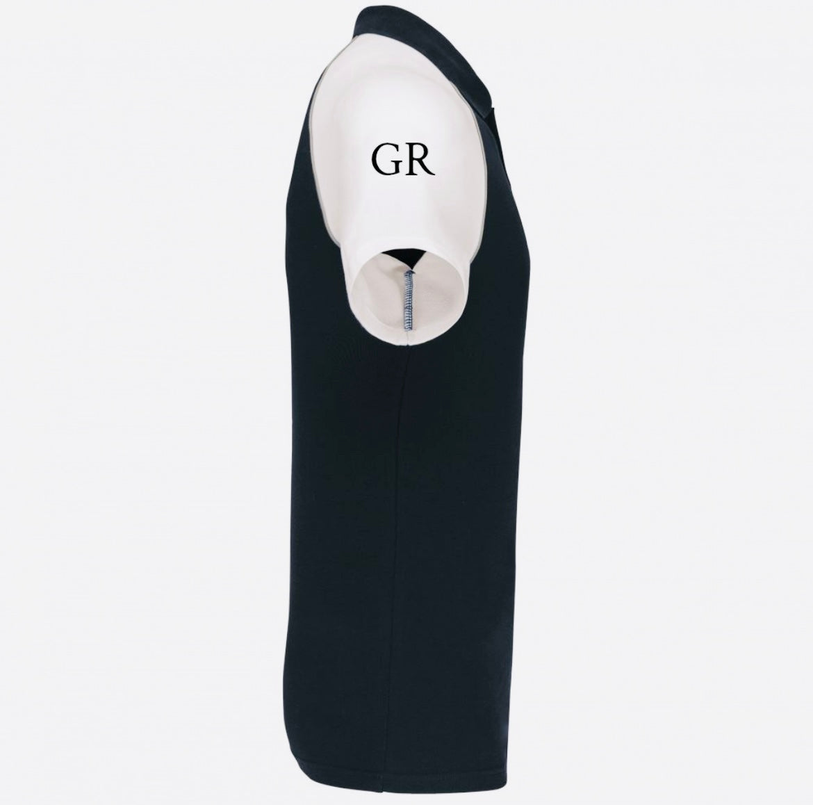 Polo noir et blanc «GIONNO RICHI » avec le logo sur les deux manches et à l’avant