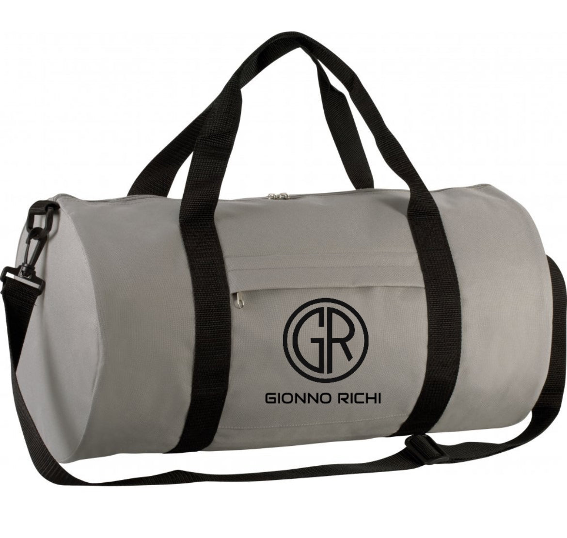 Sac de sport gris et logo en noir