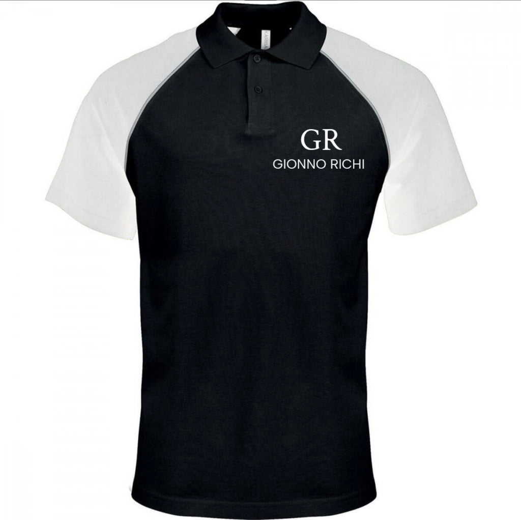 Polo noir et blanc «GIONNO RICHI » avec le logo sur les deux manches et à l’avant